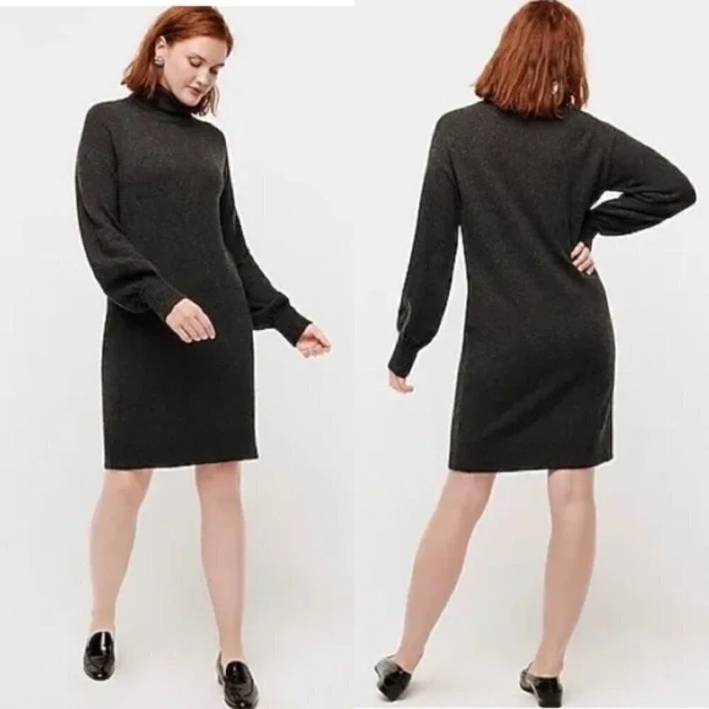 JCrew Black Turtle Neck sweater Dress in Super soft yarn M